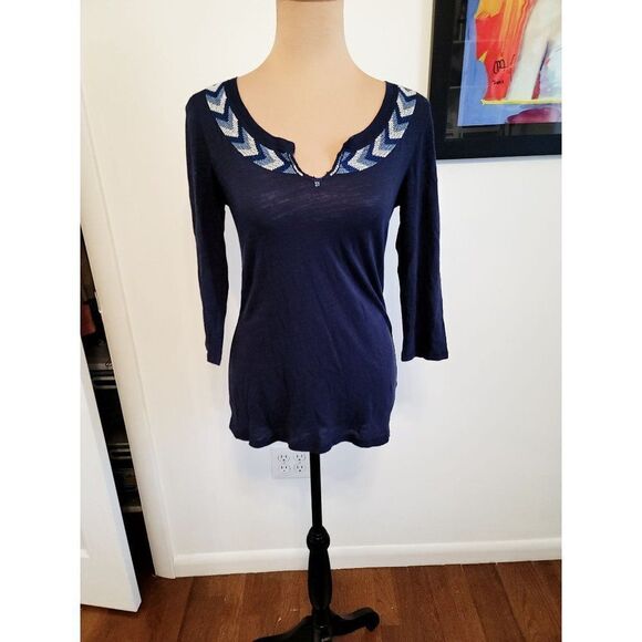Lucky Brand 3/4 Sleeve Embroidered Women's Top - Picture 9 of 9